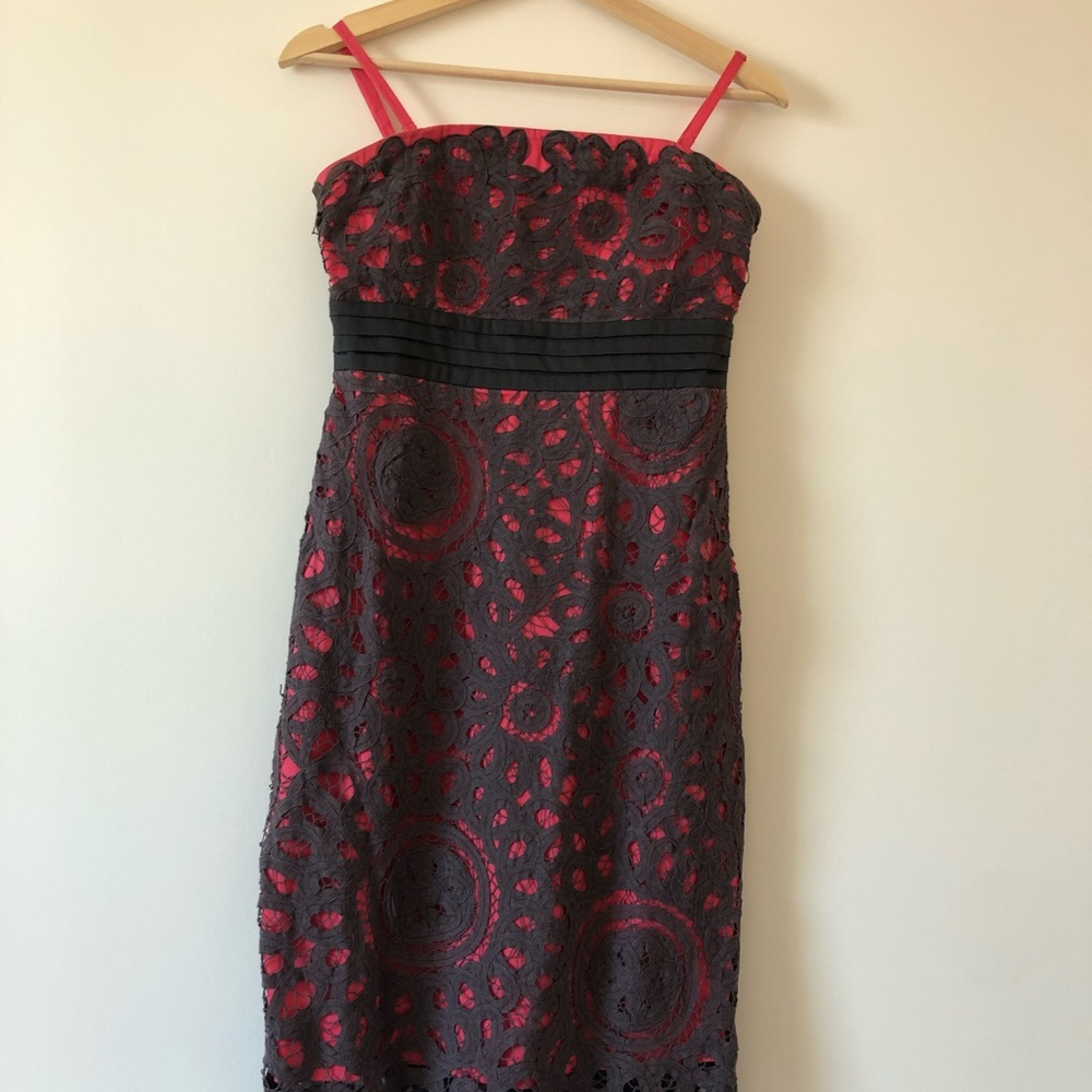 Grey & pink crochet dress, Floreat brand from Anthropologie, Size 6
